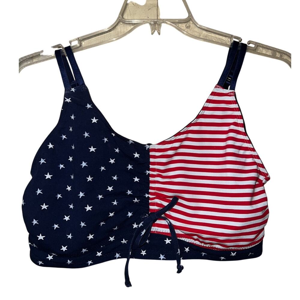 Cacique Lane Bryant Bralette Bra 3X No-Wire Cotton Patriotic Star Flag Americana